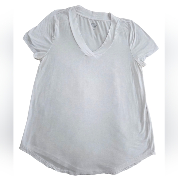 Market & Spruce White Short Sleeve Relaxed T-Shirt - Picture 1 of 4